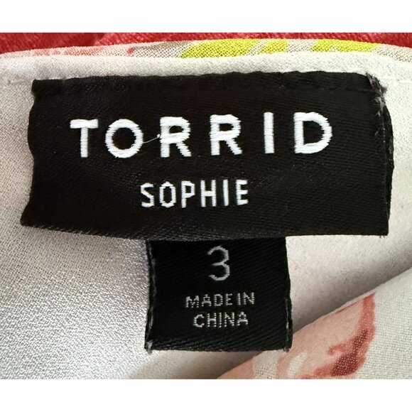 Torrid Sophie Floral Print Camisole Top Size 3 White Multicolor Polyester Flowy - Picture 5 of 7